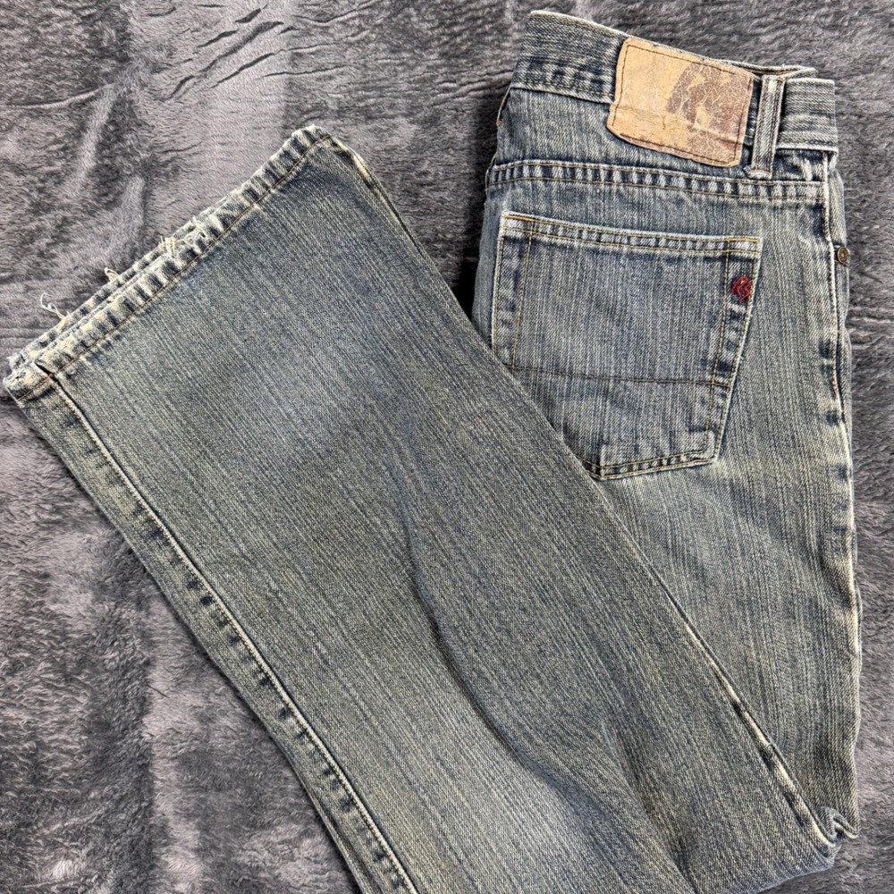 Red Snap Straight Leg Jeans Mens 36x28 Blue